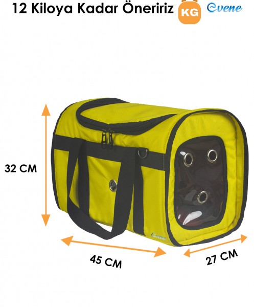 Sarı Kedi Taşıma Çantası Büyük Boy Uçak için Uygun Şeffaf Fileli Hava Alan Askılı Omuz Çantası